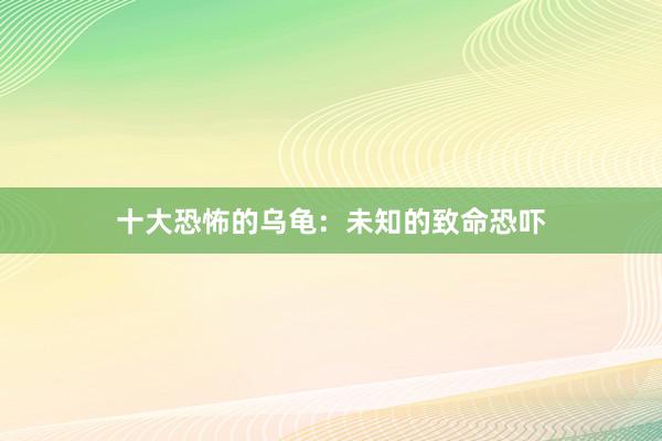 十大恐怖的乌龟:未知的致命恐吓